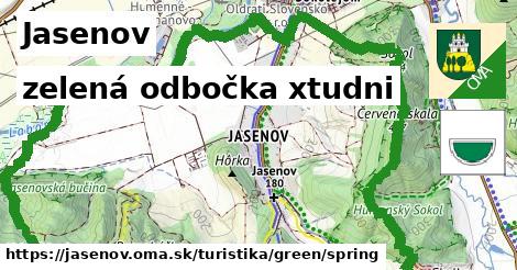 Jasenov Turistické trasy zelená odbočka xtudni