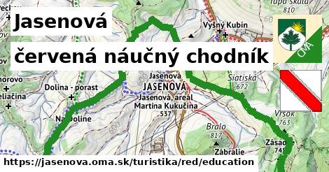 Jasenová Turistické trasy červená náučný chodník