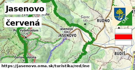 Jasenovo Turistické trasy červená iná