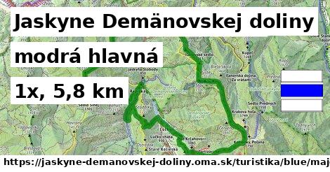 Jaskyne Demänovskej doliny Turistické trasy modrá hlavná
