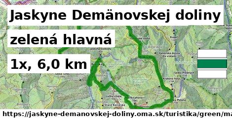 Jaskyne Demänovskej doliny Turistické trasy zelená hlavná