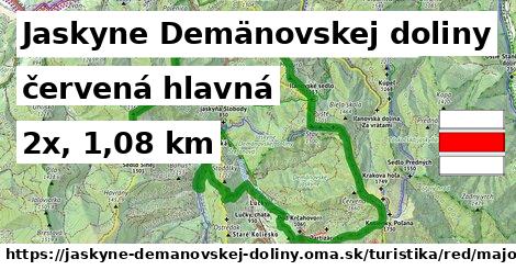 Jaskyne Demänovskej doliny Turistické trasy červená hlavná