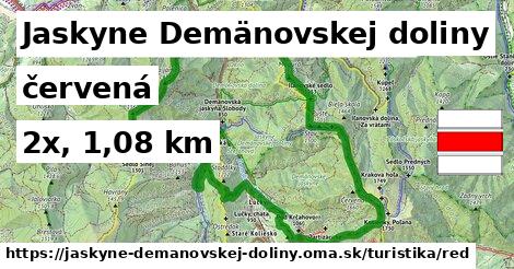 Jaskyne Demänovskej doliny Turistické trasy červená 