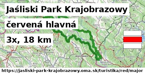Jaśliski Park Krajobrazowy Turistické trasy červená hlavná