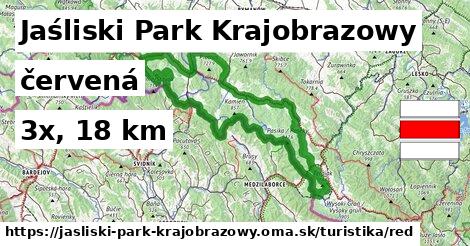 Jaśliski Park Krajobrazowy Turistické trasy červená 