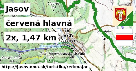 Jasov Turistické trasy červená hlavná