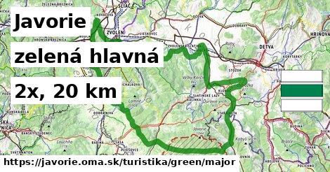 Javorie Turistické trasy zelená hlavná