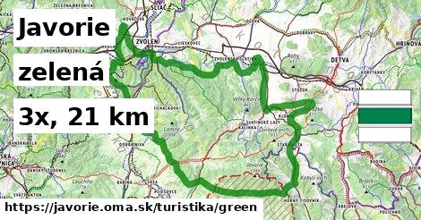 Javorie Turistické trasy zelená 