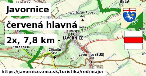 Javornice Turistické trasy červená hlavná