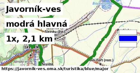 Javorník-ves Turistické trasy modrá hlavná