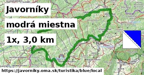 Javorníky Turistické trasy modrá miestna
