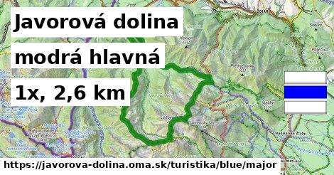 Javorová dolina Turistické trasy modrá hlavná