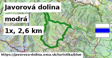 Javorová dolina Turistické trasy modrá 