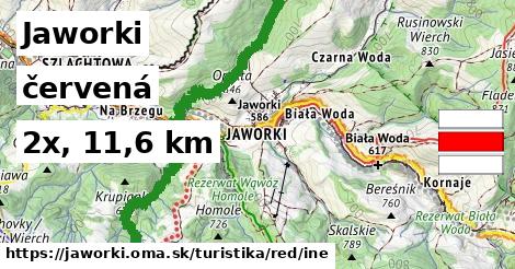 Jaworki Turistické trasy červená iná