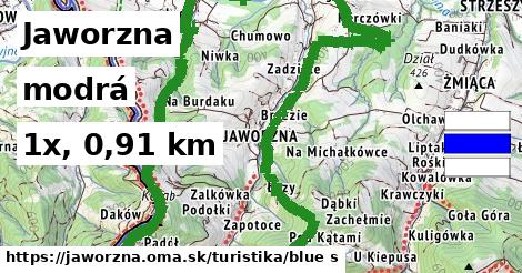 Jaworzna Turistické trasy modrá 