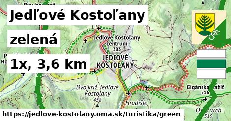 Jedľové Kostoľany Turistické trasy zelená 