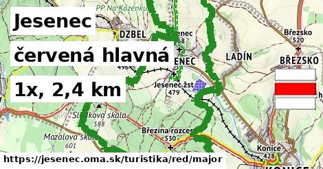 Jesenec Turistické trasy červená hlavná