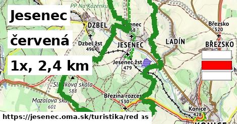 Jesenec Turistické trasy červená 