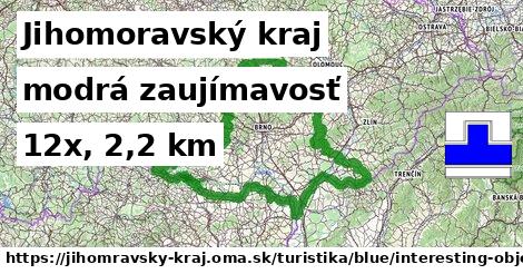 Jihomoravský kraj Turistické trasy modrá zaujímavosť