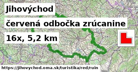 Jihovýchod Turistické trasy červená odbočka zrúcanine