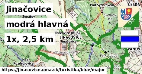 Jinačovice Turistické trasy modrá hlavná