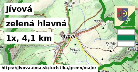 Jívová Turistické trasy zelená hlavná