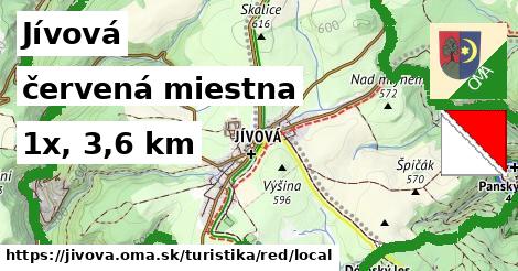 Jívová Turistické trasy červená miestna