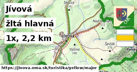Jívová Turistické trasy žltá hlavná