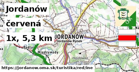 Jordanów Turistické trasy červená iná