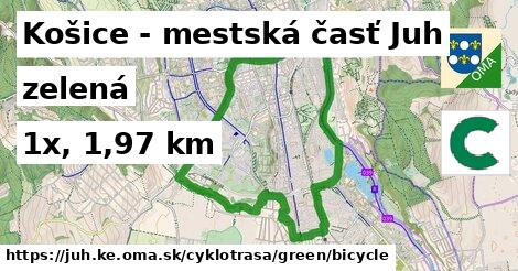 Košice - mestská časť Juh Cyklotrasy zelená bicycle