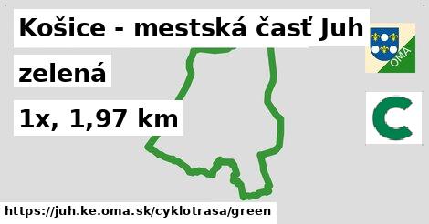 Košice - mestská časť Juh Cyklotrasy zelená 