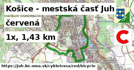 Košice - mestská časť Juh Cyklotrasy červená bicycle
