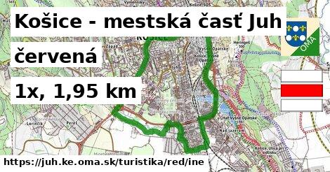 Košice - mestská časť Juh Turistické trasy červená iná