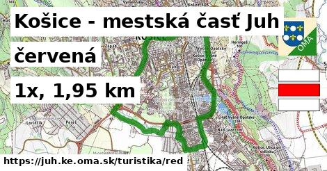 Košice - mestská časť Juh Turistické trasy červená 