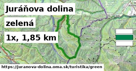 Juráňova dolina Turistické trasy zelená 