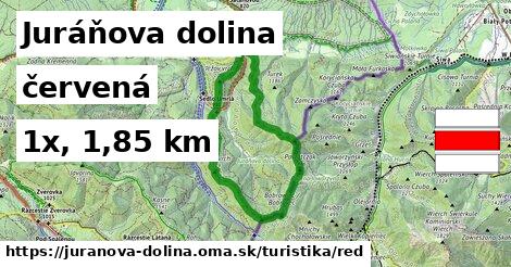 Juráňova dolina Turistické trasy červená 