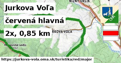 Jurkova Voľa Turistické trasy červená hlavná