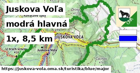 Juskova Voľa Turistické trasy modrá hlavná