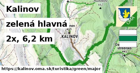 Kalinov Turistické trasy zelená hlavná