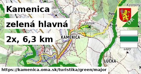 Kamenica Turistické trasy zelená hlavná