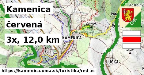 Kamenica Turistické trasy červená 