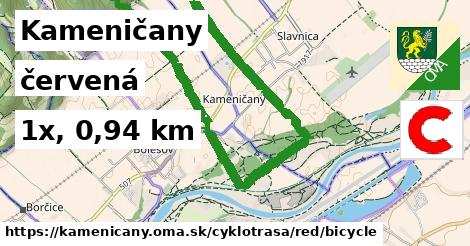 Kameničany Cyklotrasy červená bicycle