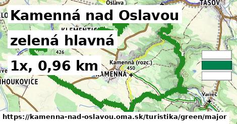 Kamenná nad Oslavou Turistické trasy zelená hlavná