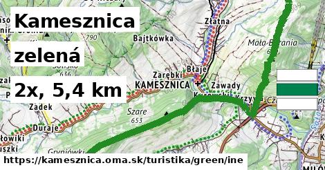 Kamesznica Turistické trasy zelená iná