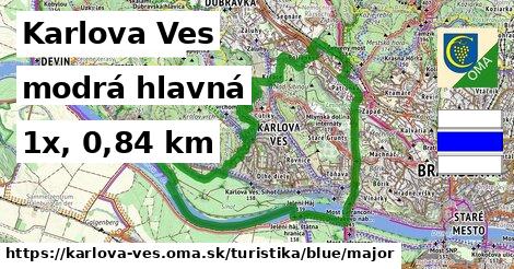 Karlova Ves Turistické trasy modrá hlavná