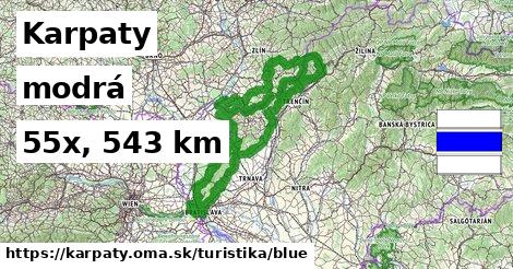 Karpaty Turistické trasy modrá 