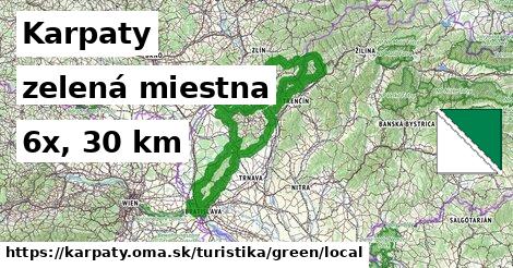 Karpaty Turistické trasy zelená miestna