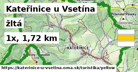 Kateřinice u Vsetína Turistické trasy žltá 