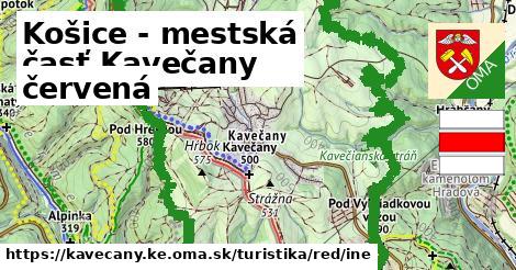Košice - mestská časť Kavečany Turistické trasy červená iná