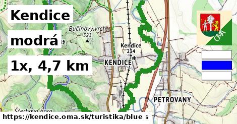 Kendice Turistické trasy modrá 